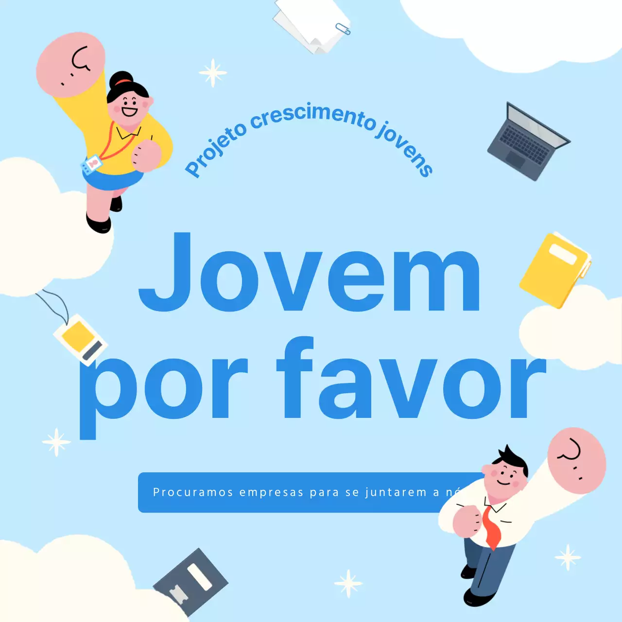 Recrutamento de jovens de azul claro