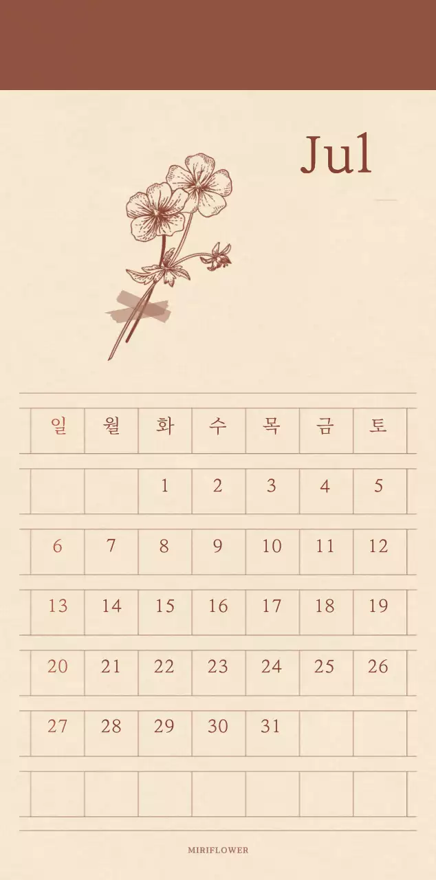 A sentimental florist concept calendar in light brown and brown wax paper