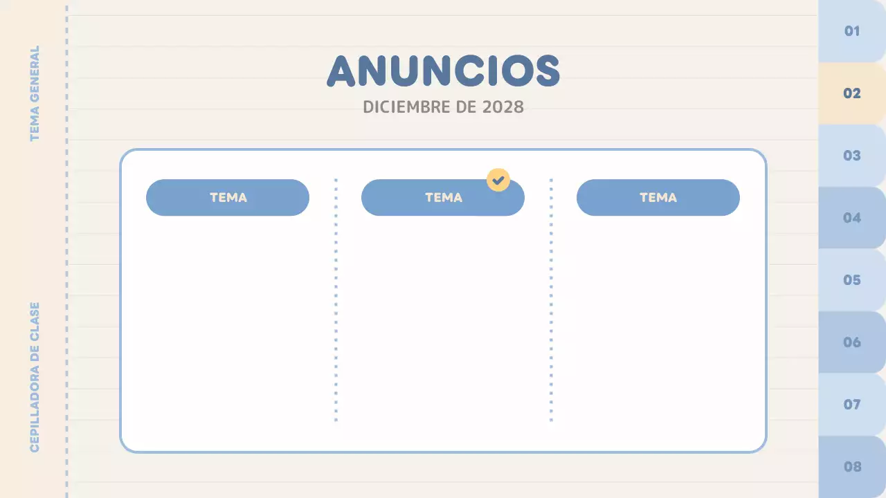 planificador de clases azul liso