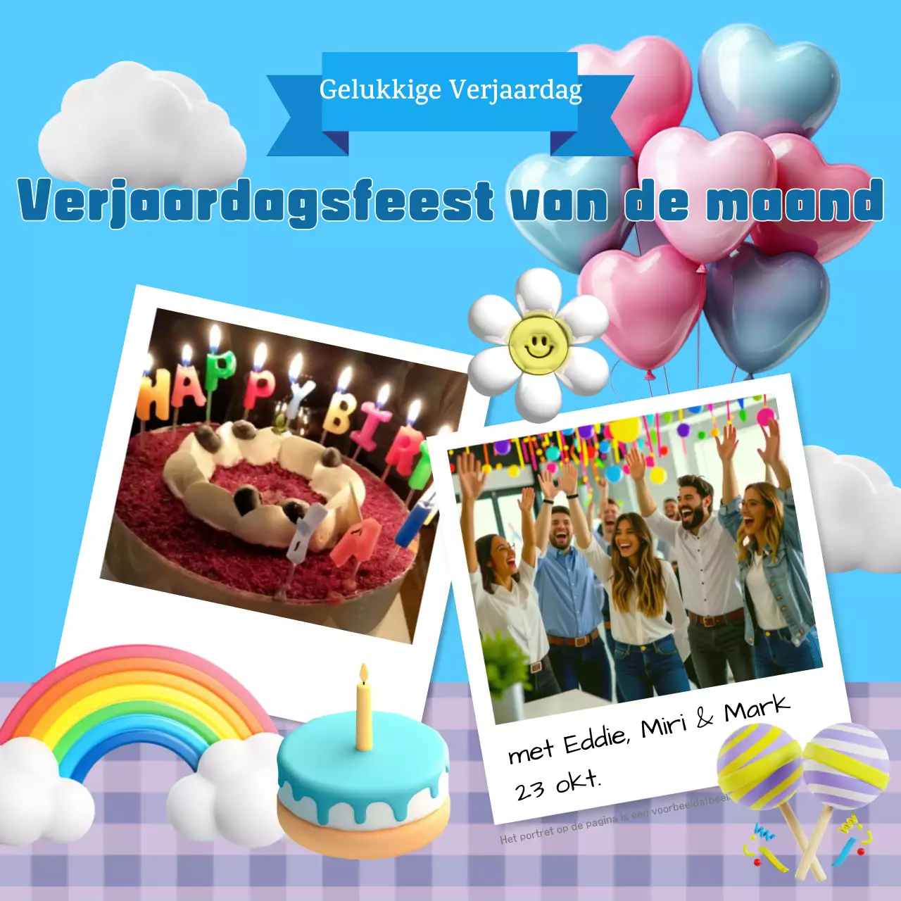 Een lichtblauw verjaardagsfeest