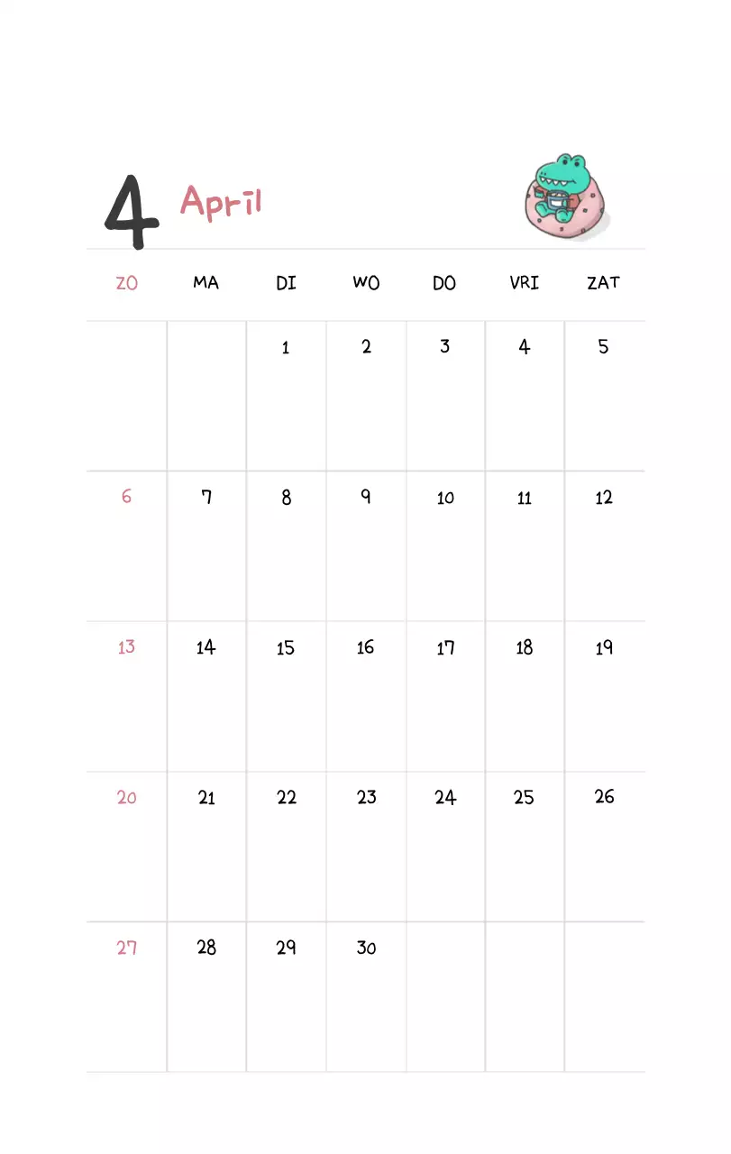 Een kalender met een schattig Ago-illustratieconcept