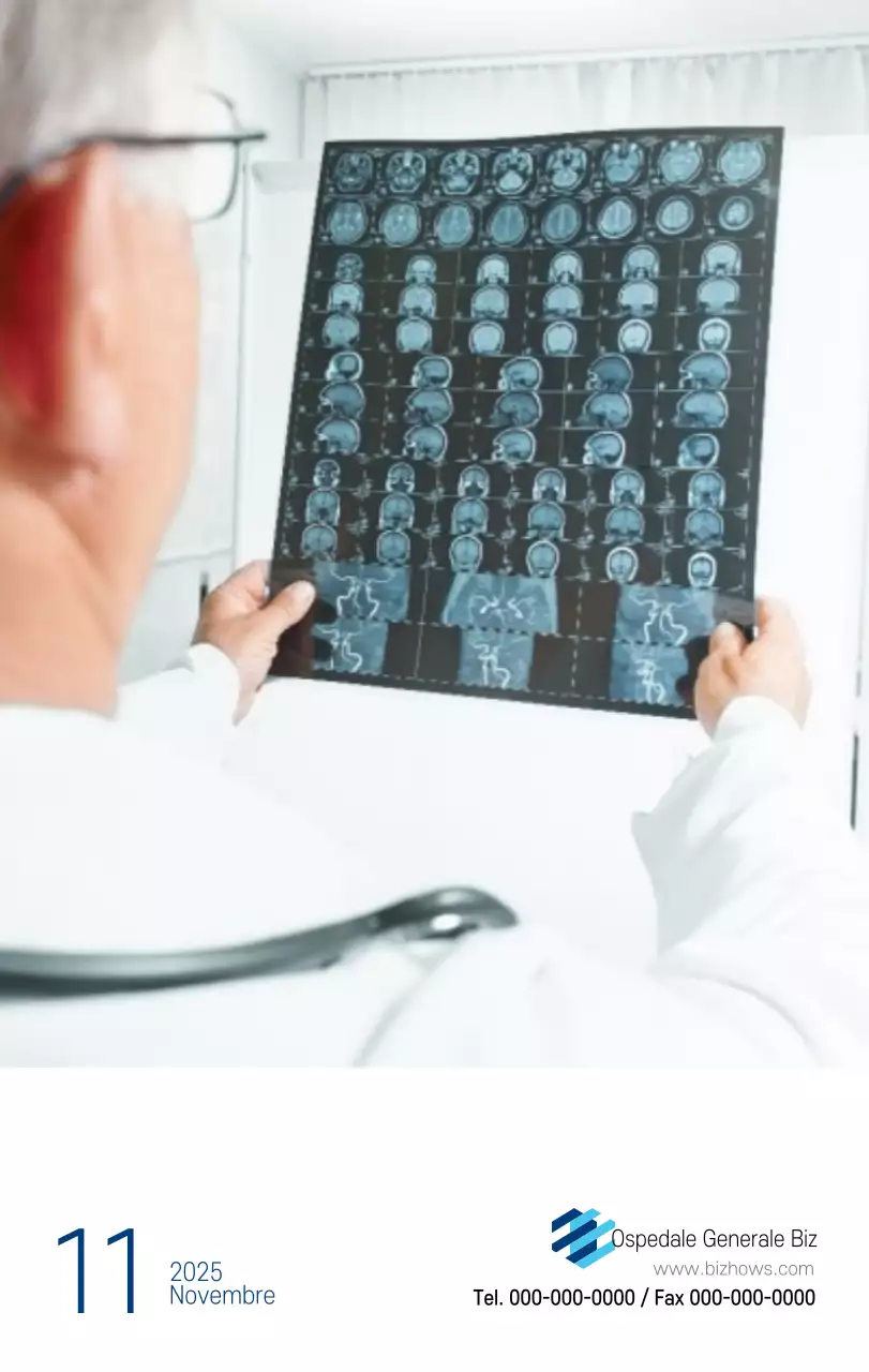 Calendario promozionale dell'ospedale semplice, bianco e blu