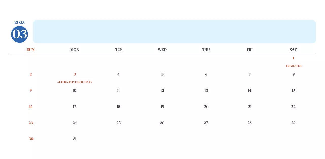 Blue Modern Hospital Calendar