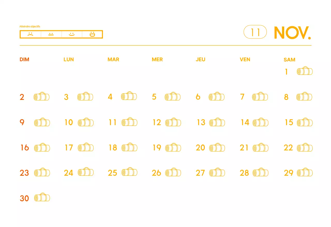 Calendrier promotionnel de yoga minimaliste orange