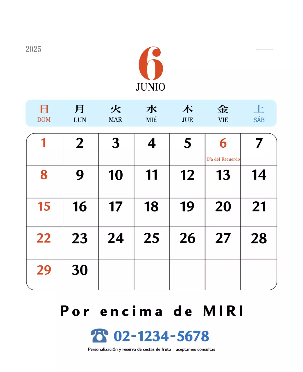Calendario retro concept memory en rojo