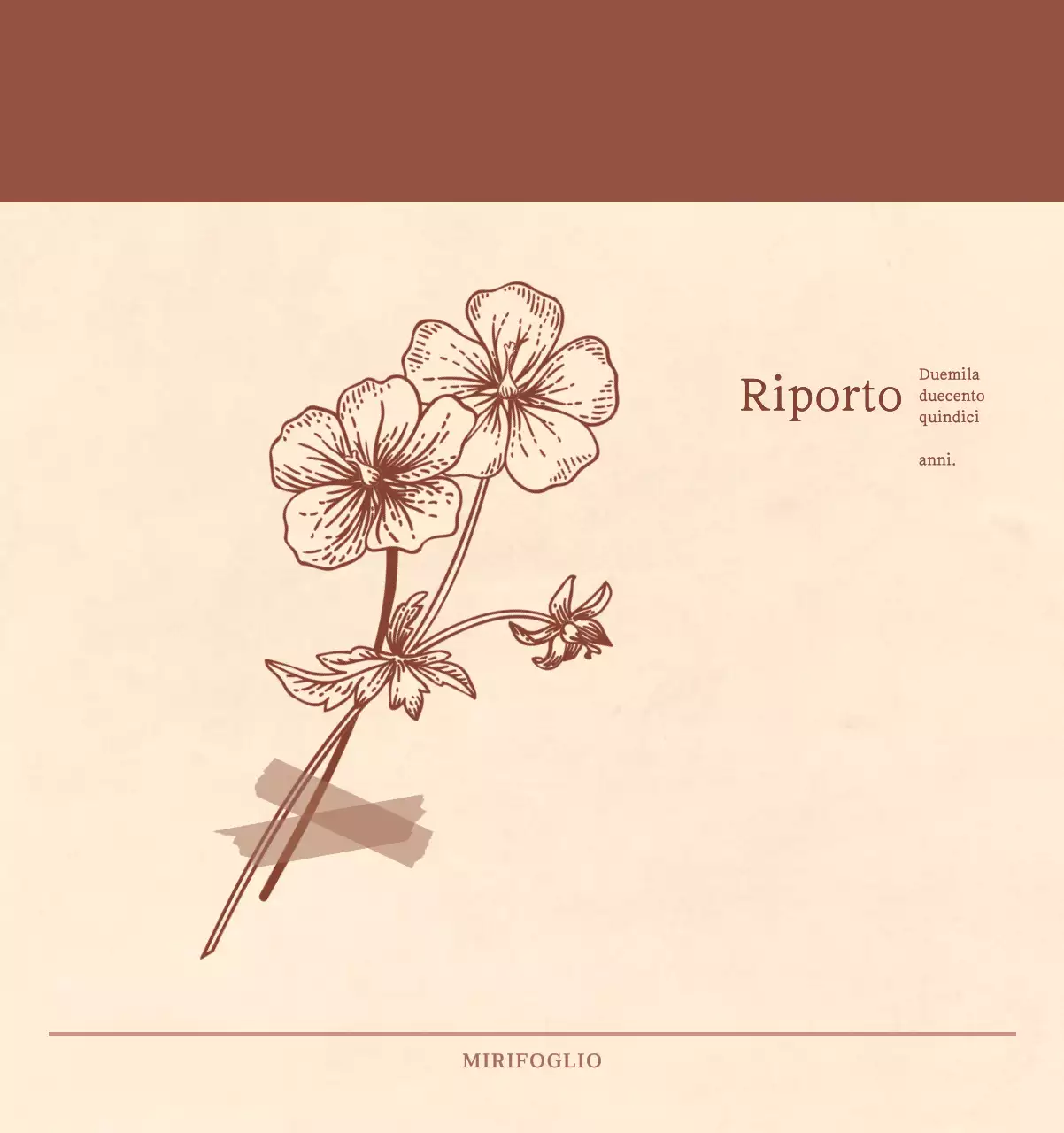 Un calendario sentimentale per fioristi in carta di lana marrone chiaro e marrone.