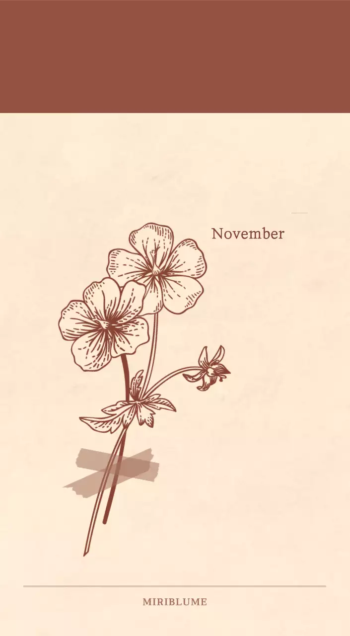 Ein sentimentaler Blumenkalender in hellbraunem und braunem Wollpapierkonzept