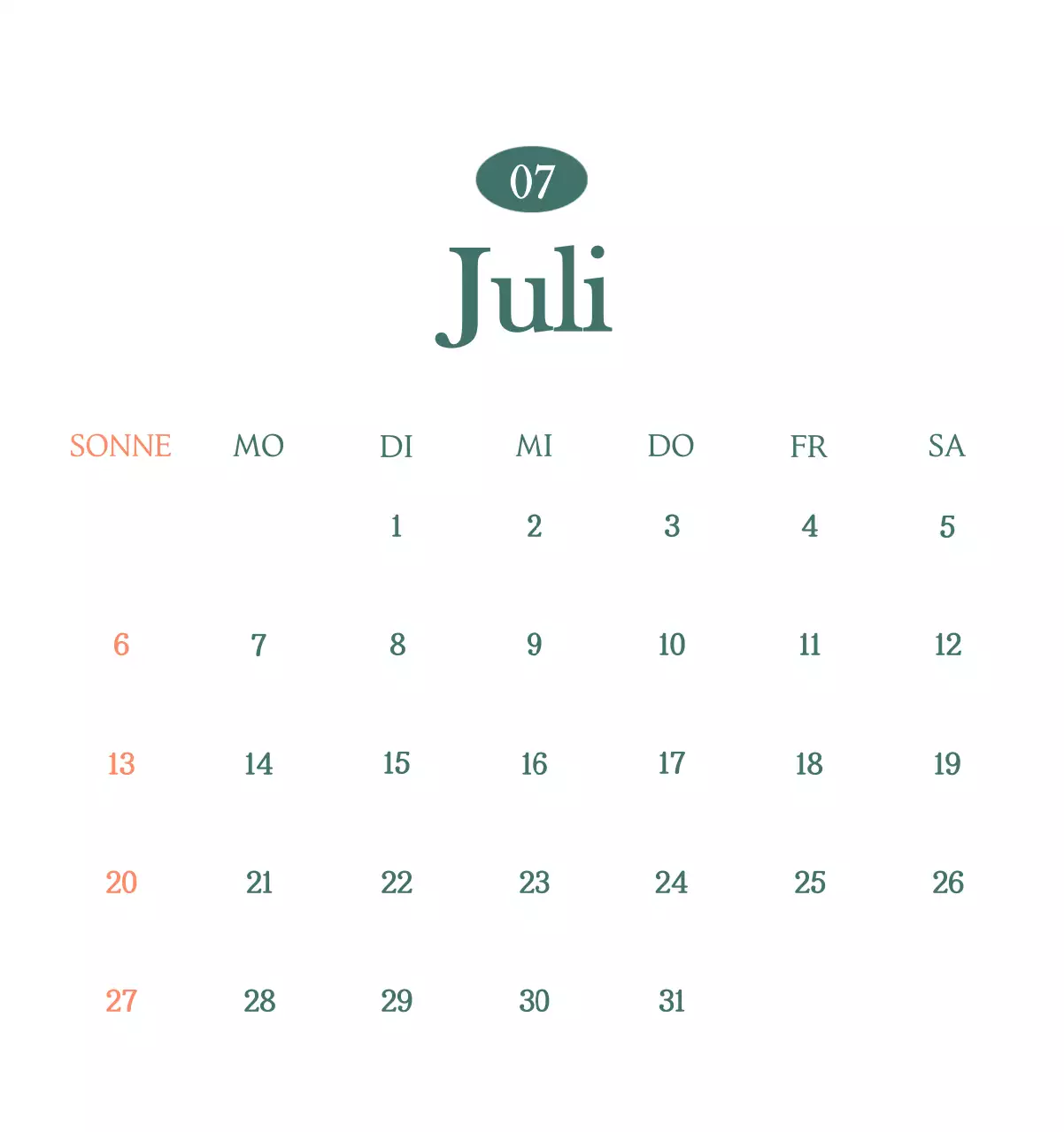 Ein moderner Café-Kalender mit Empfehlungen für das Getränk des Monats