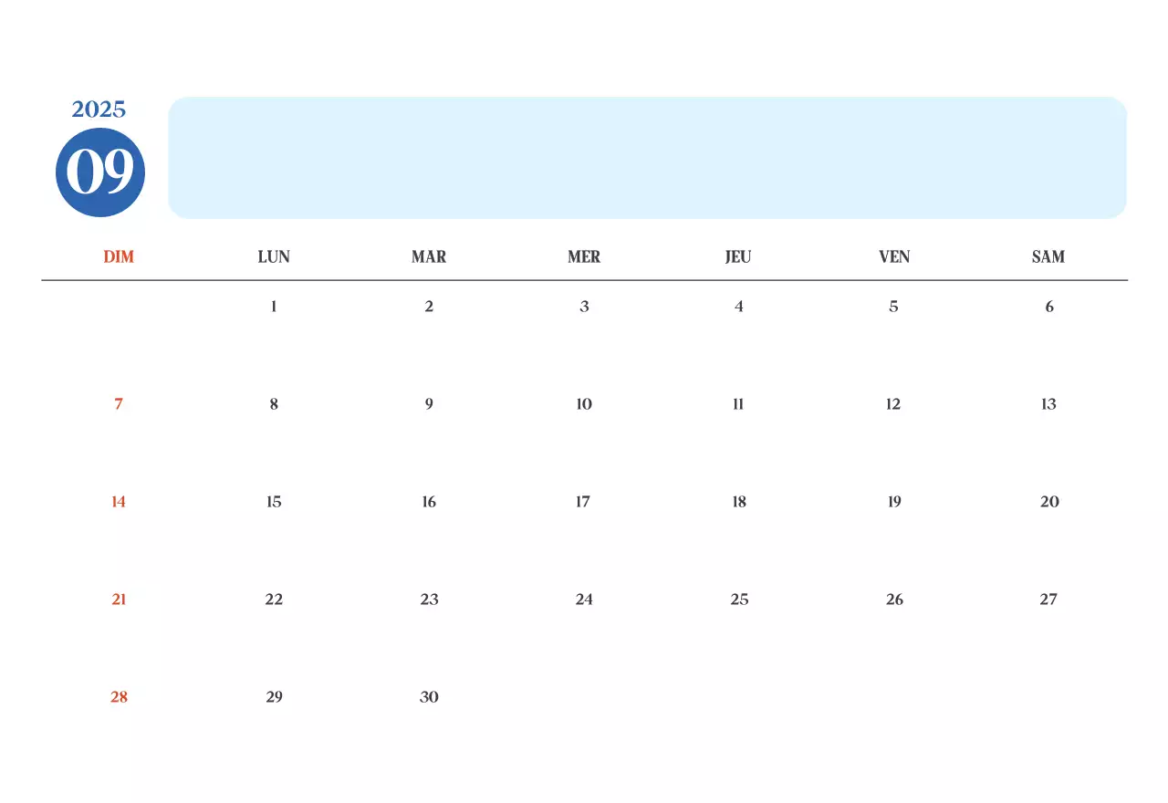 Calendrier hospitalier moderne bleu