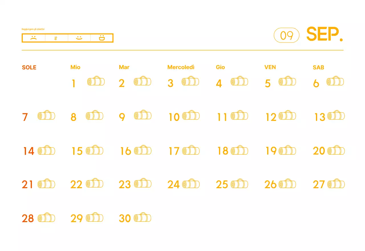 Calendario promozionale arancione dello yoga minimalista