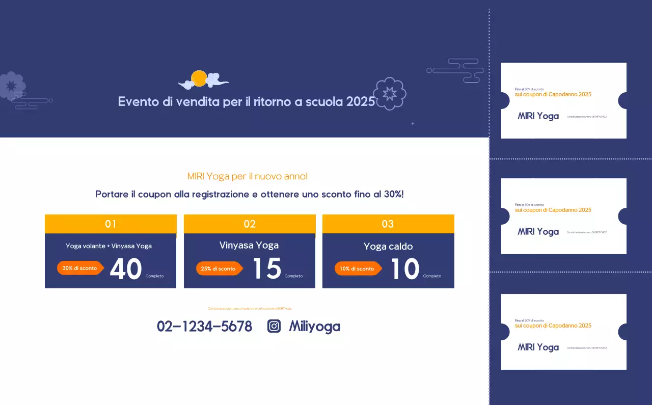 Calendario promozionale arancione dello yoga minimalista