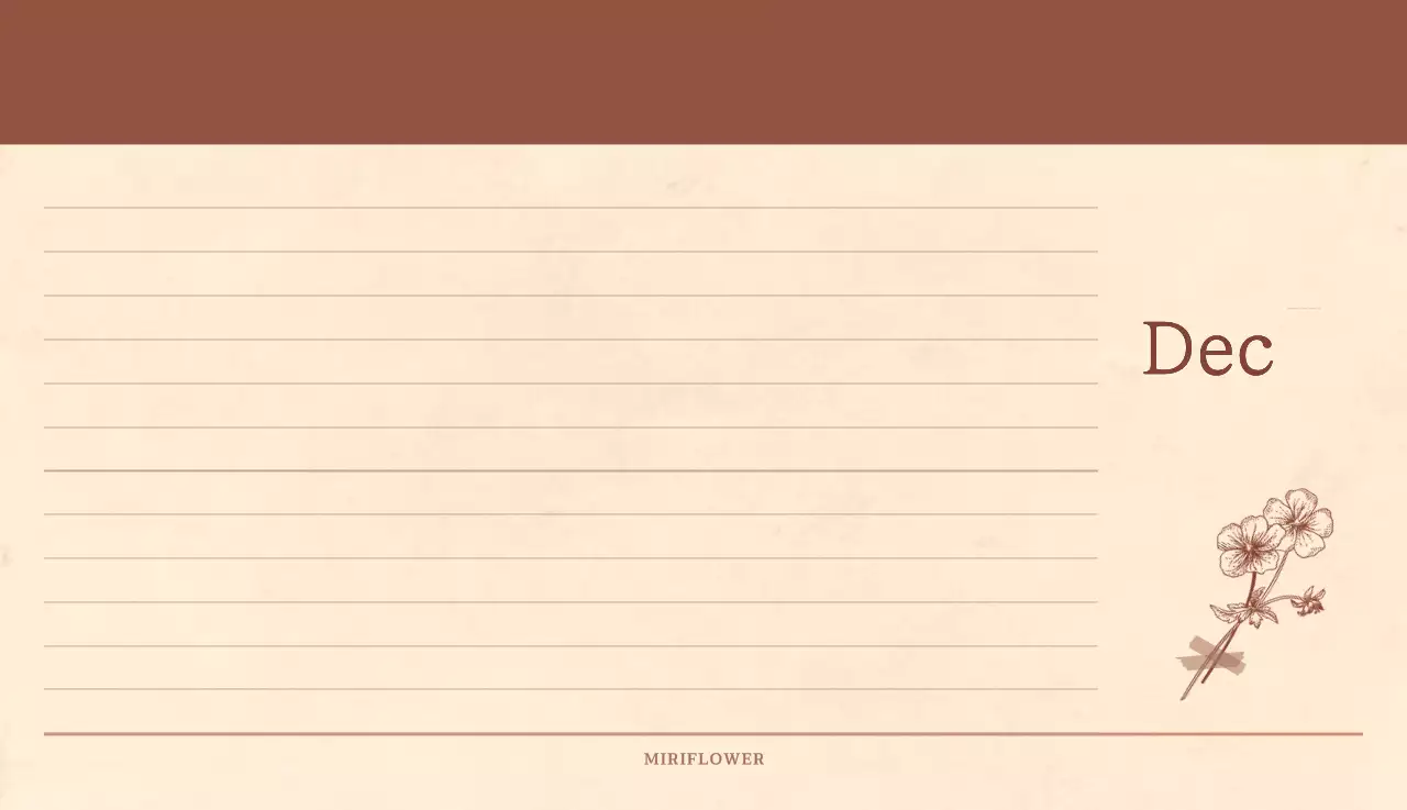 Kalender toko bunga sentimental dengan konsep kertas tenun berwarna coklat muda dan coklat