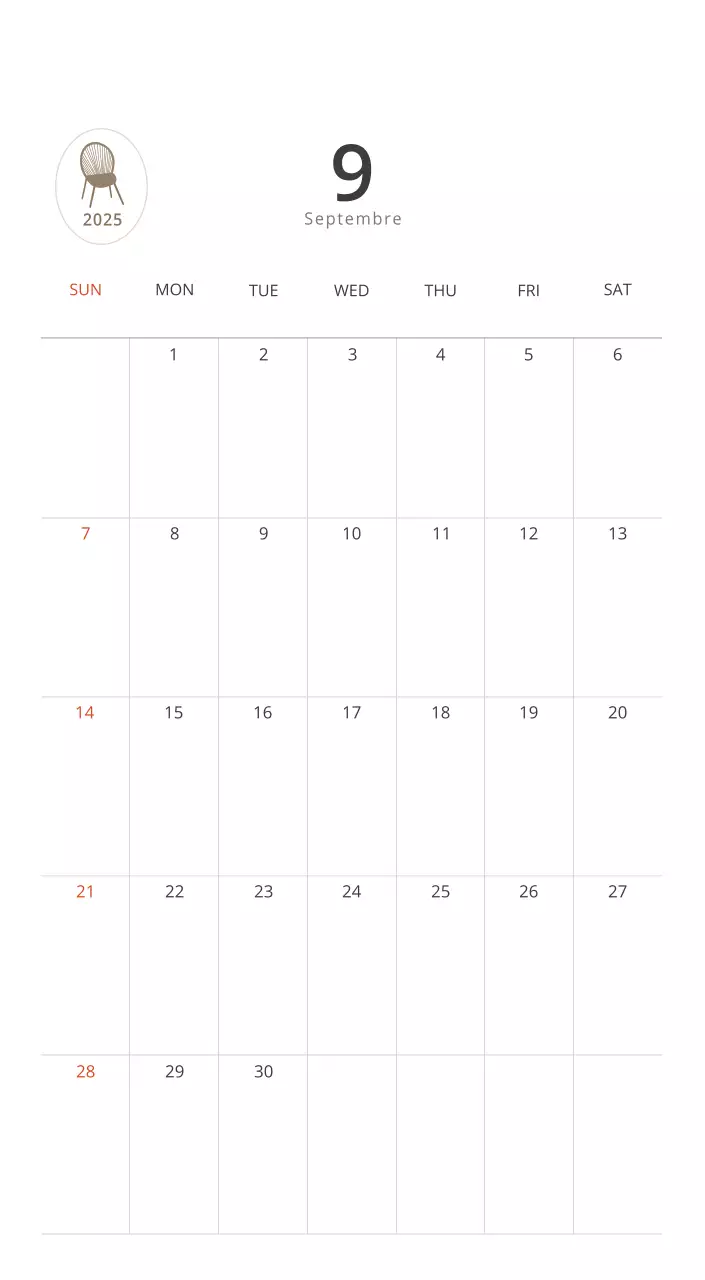 Calendrier intérieur minimaliste beige