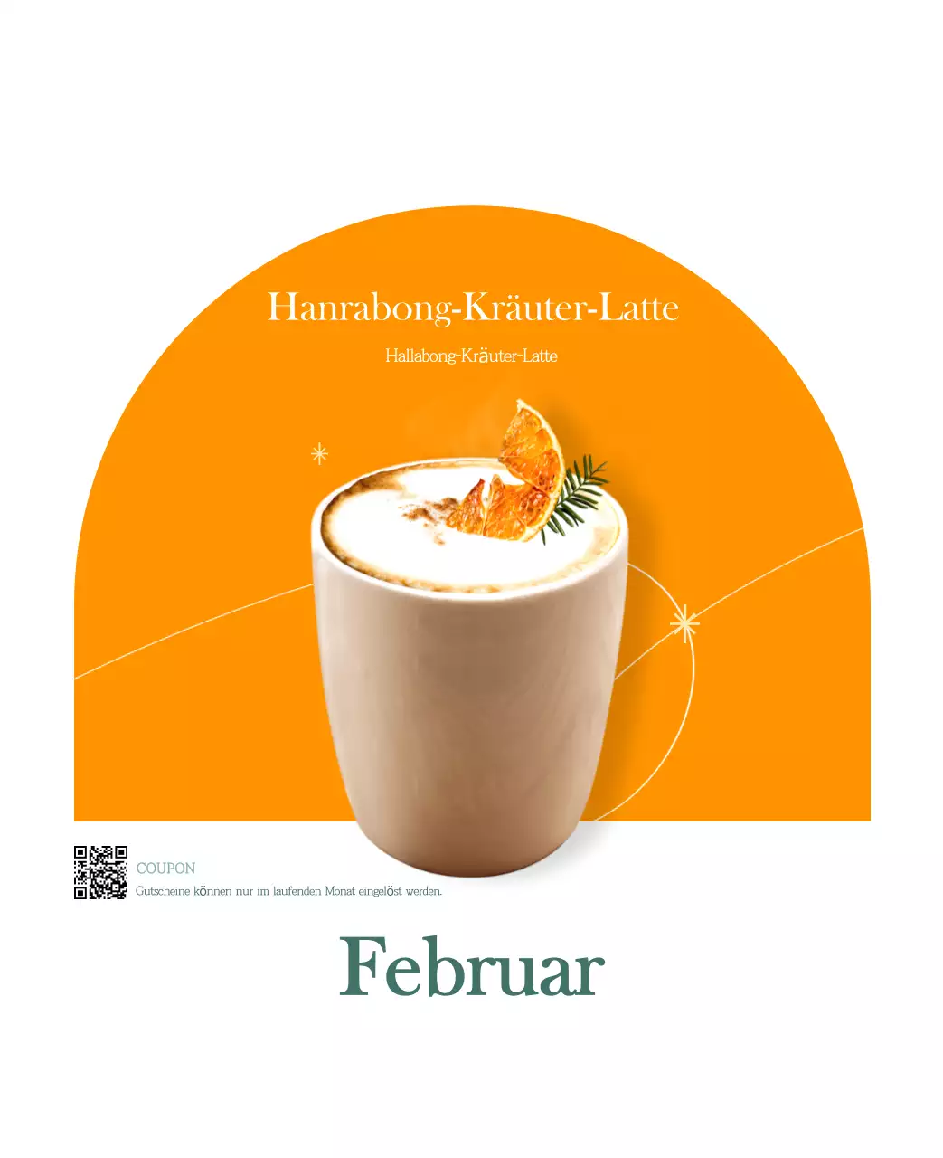 Ein moderner Café-Kalender mit Empfehlungen für das Getränk des Monats