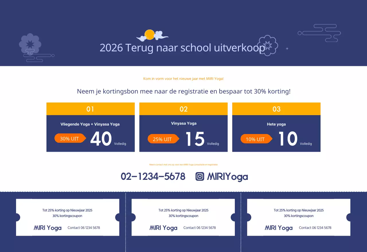 Oranje Minimalistische Yoga Promotiekalender