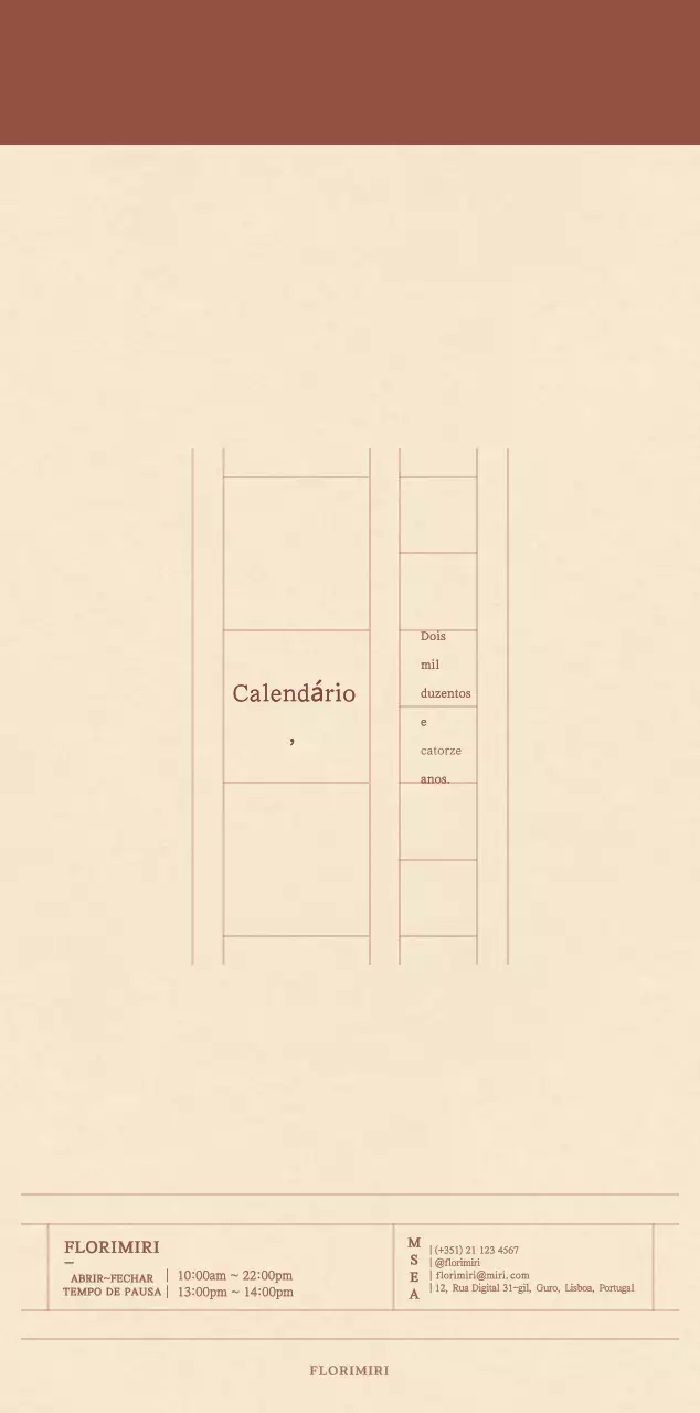 Um calendário florista sentimental num conceito de papel de lã castanho claro e castanho