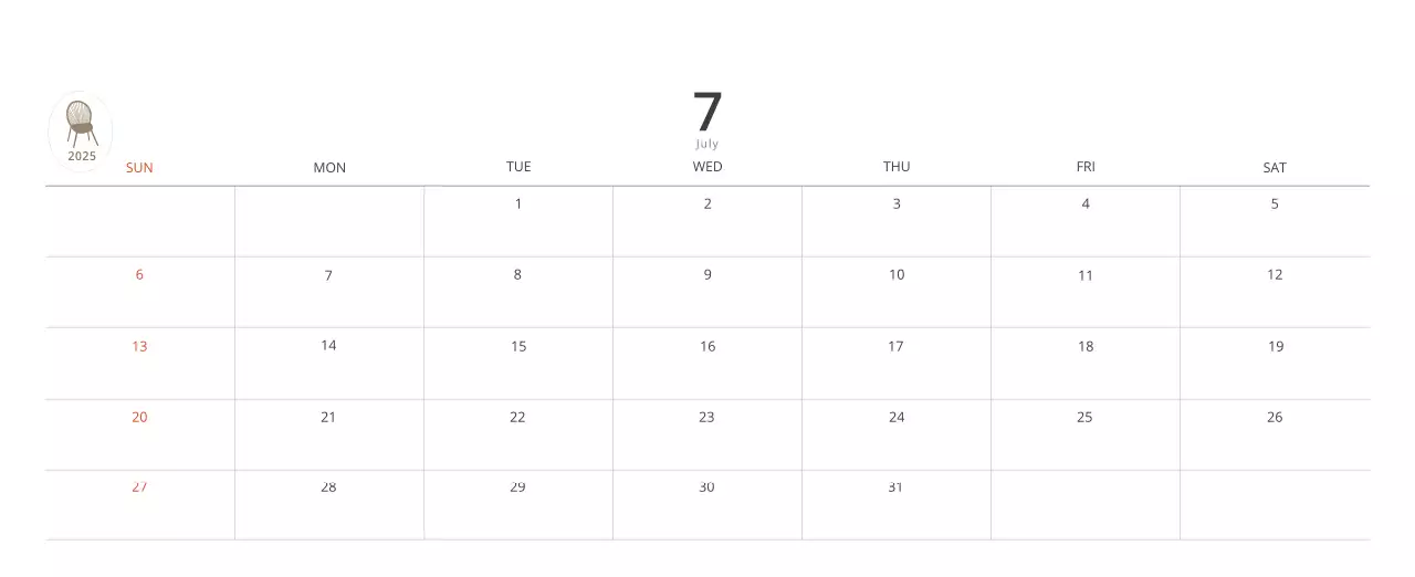 Beige Minimalist Interior Calendar