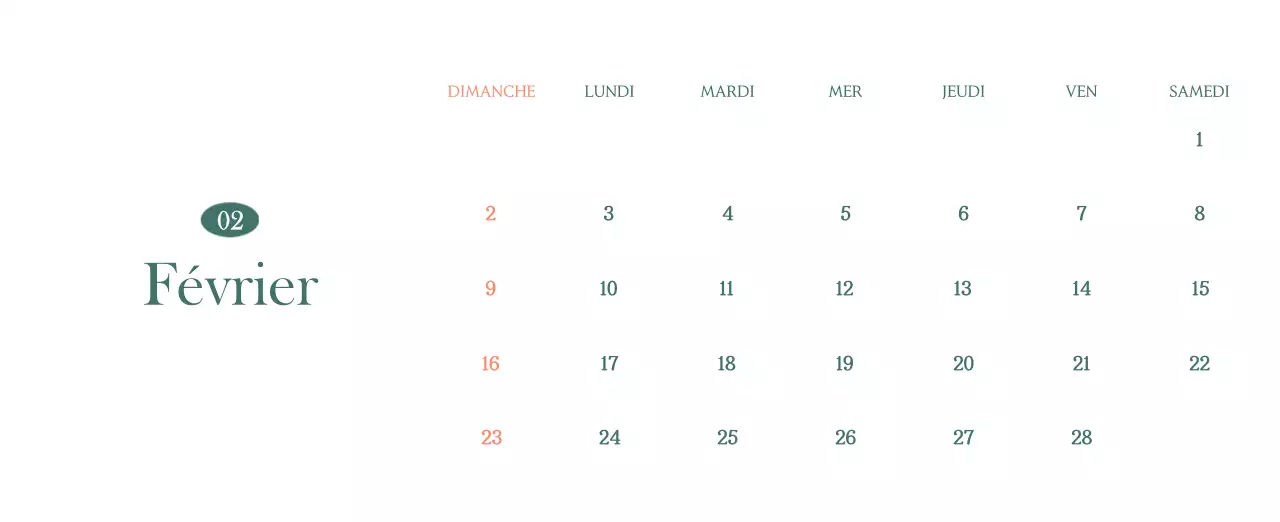 Un calendrier moderne pour les cafés avec des recommandations sur la boisson du mois.