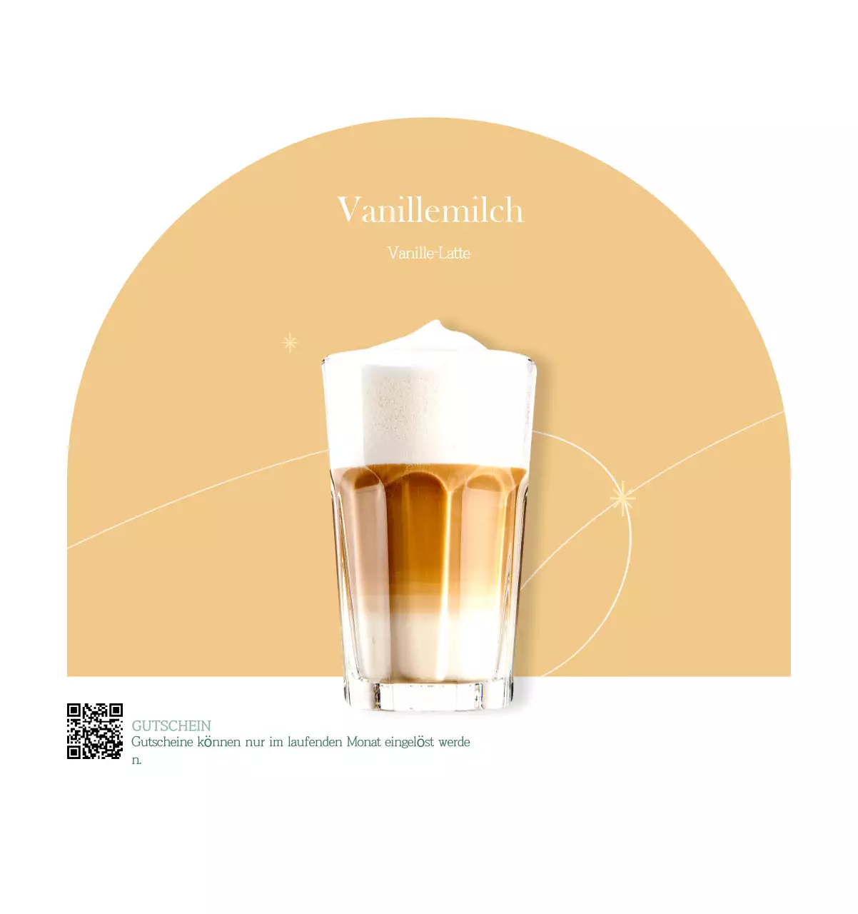 Ein moderner Café-Kalender mit Empfehlungen für das Getränk des Monats