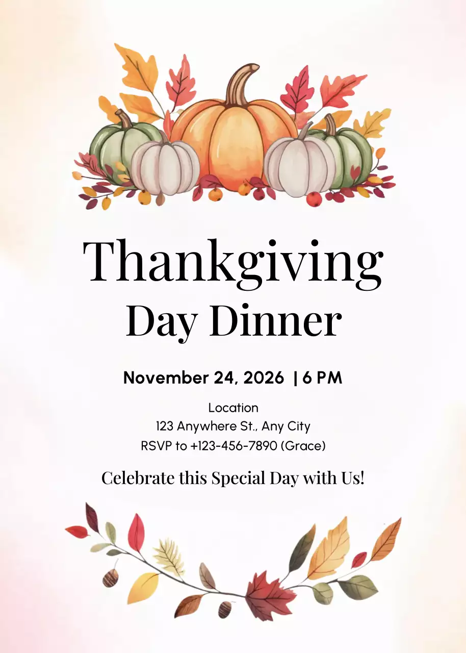 Orange Traditional Thanksgiving Invitation Poster