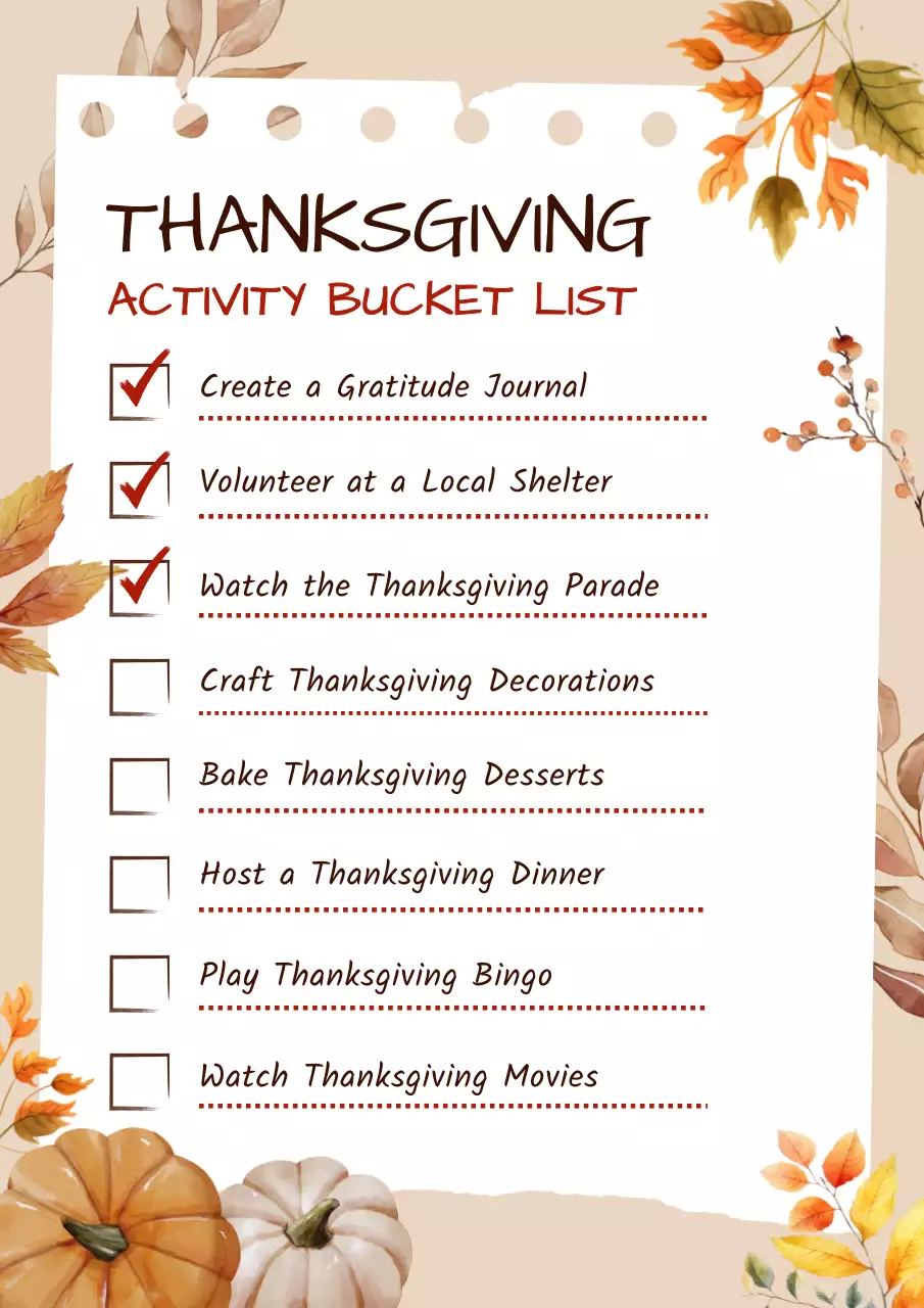 Beige Traditional Thanksgiving Checklist Poster