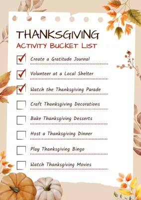 Beige Traditional Thanksgiving Checklist Poster