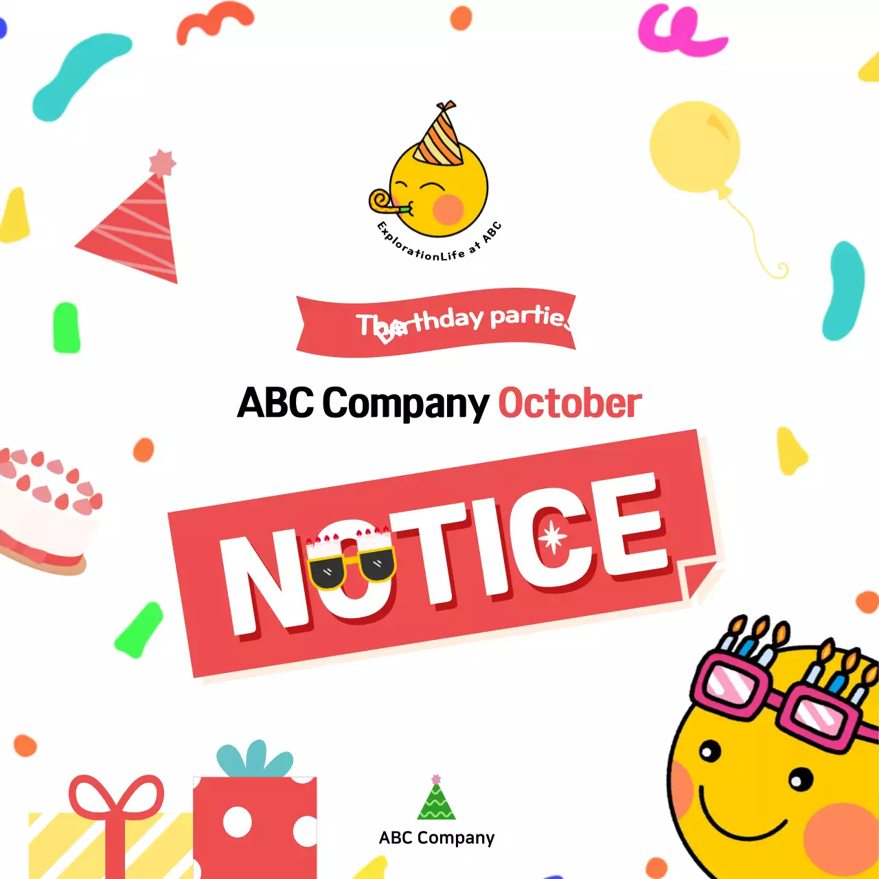 Red Playful Birthday Notice Instagram Carousel