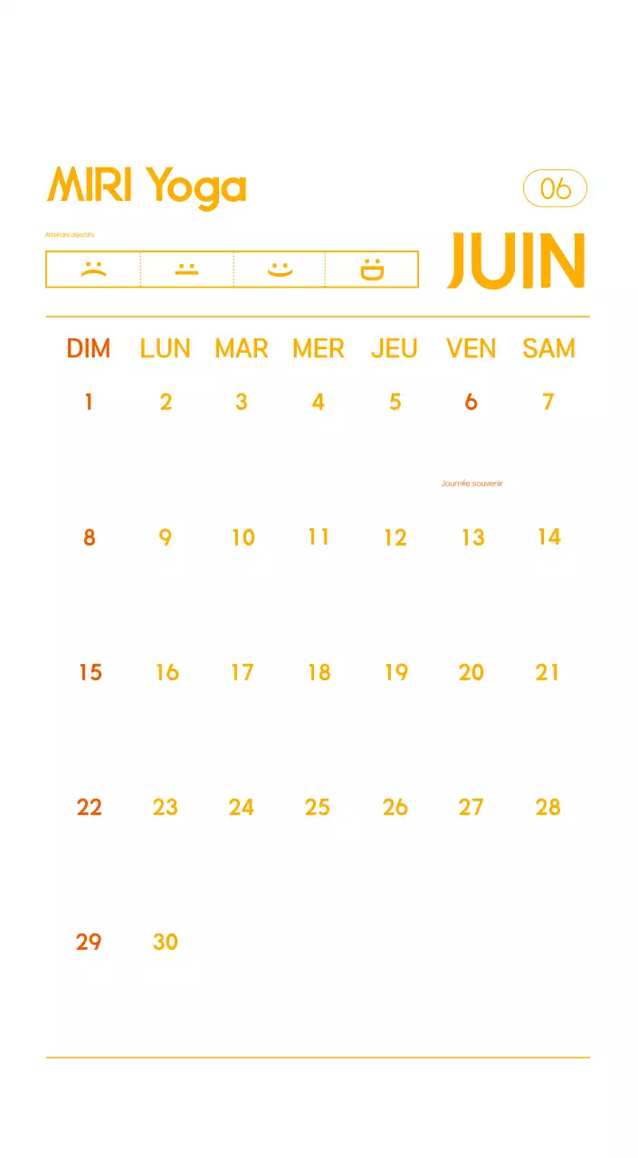 Calendrier promotionnel de yoga minimaliste orange
