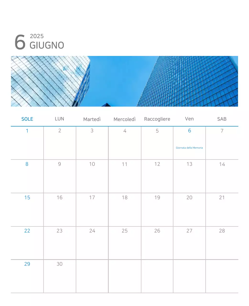 Calendario moderno blu Calendario moderno blu