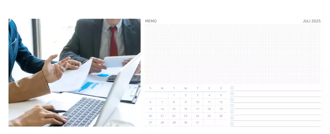 Blauwe moderne kalender bedrijfspromoties