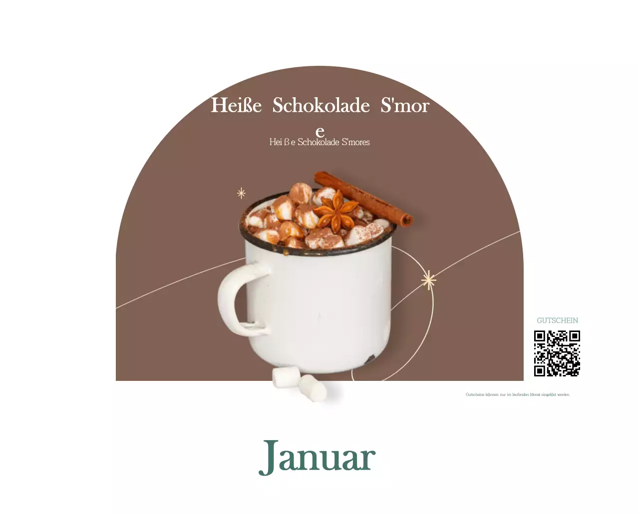 Ein moderner Café-Kalender mit Empfehlungen für das Getränk des Monats