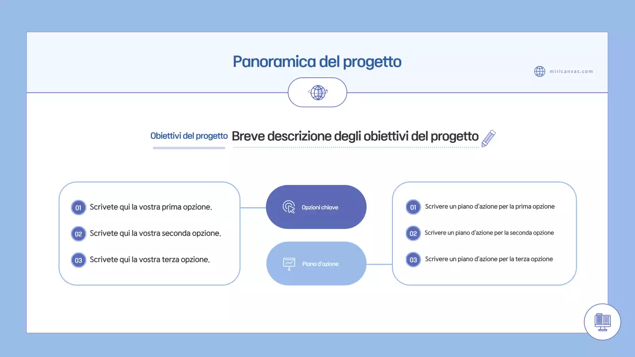 Pianificazione della proposta semplice di colore azzurro