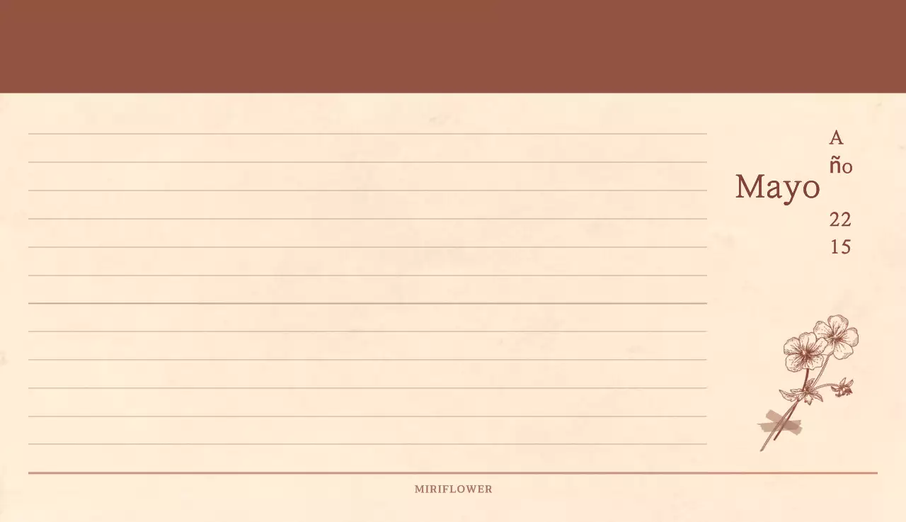 Un calendario sentimental de floristería en papel de lana marrón claro y marrón concepto