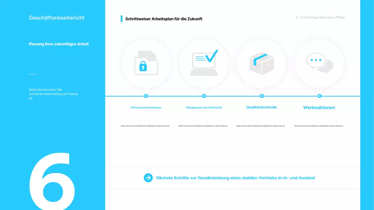 Hellblaue minimalistische Geschäftsreise Beschreibung
