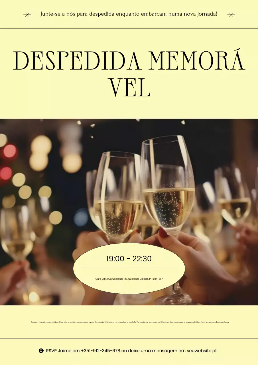 convite de despedida elegante amarelo