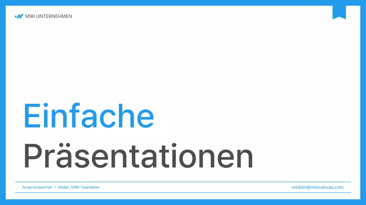 Einfacher Unternehmensbericht in Blau und Weiß