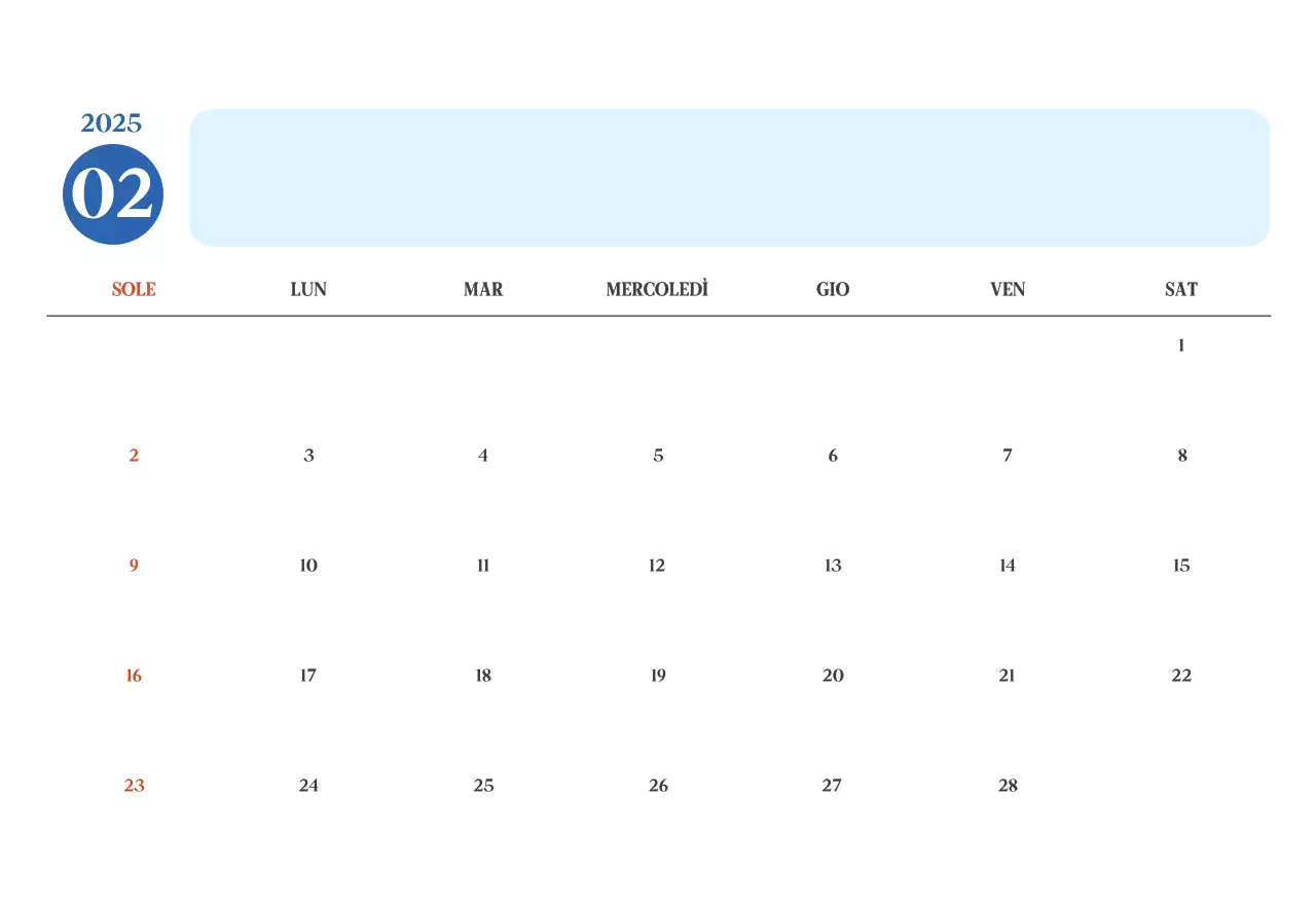 Calendario ospedaliero moderno blu