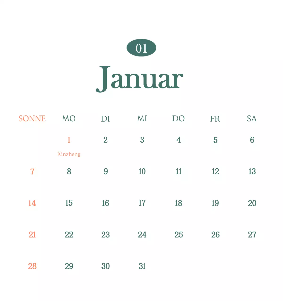 Ein moderner Café-Kalender mit Empfehlungen für das Getränk des Monats