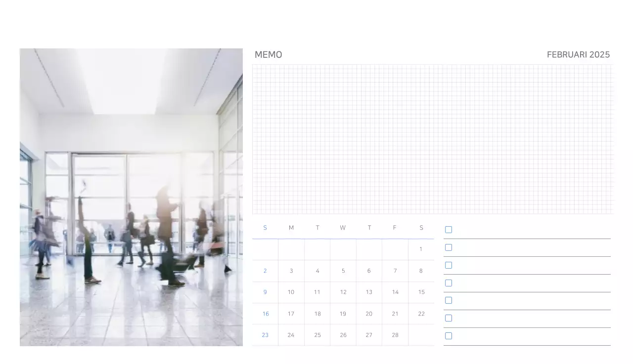 Blauwe Kalender Modern