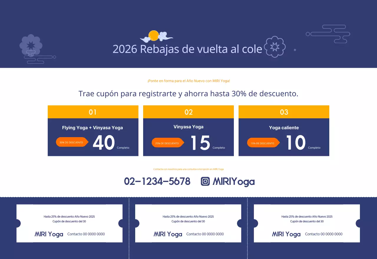 Calendario promocional de yoga minimalista naranja