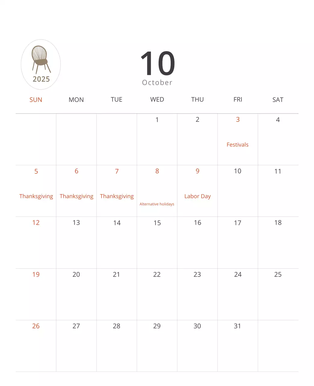 Kalender interior minimalis berwarna krem