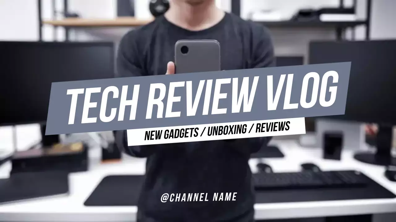 Grey Modern Tech Vlog Promotion YouTube Thumbnail