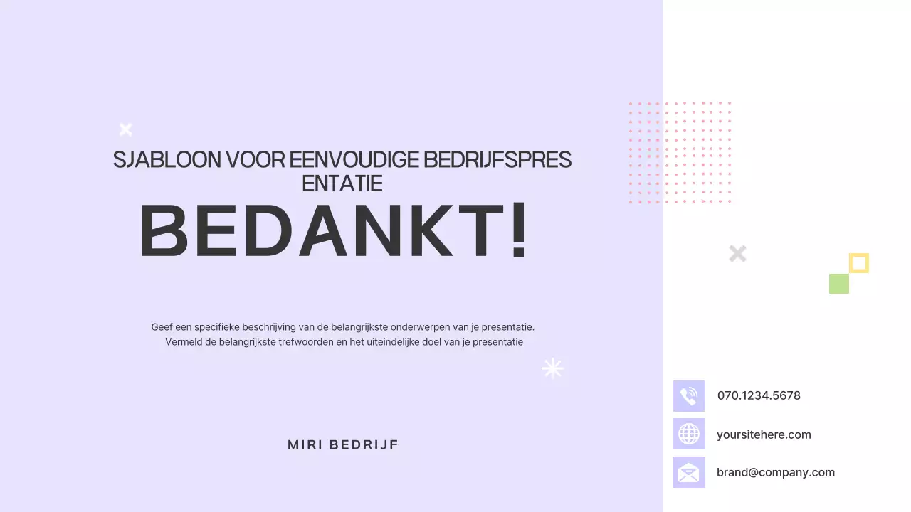 Prospectus met eenvoudige vormen in paars en grijs