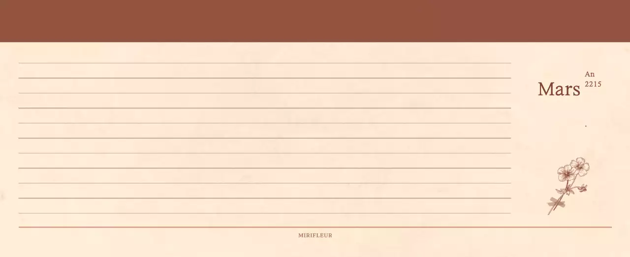 Calendrier sentimental de fleuriste en papier de laine marron clair et marron.