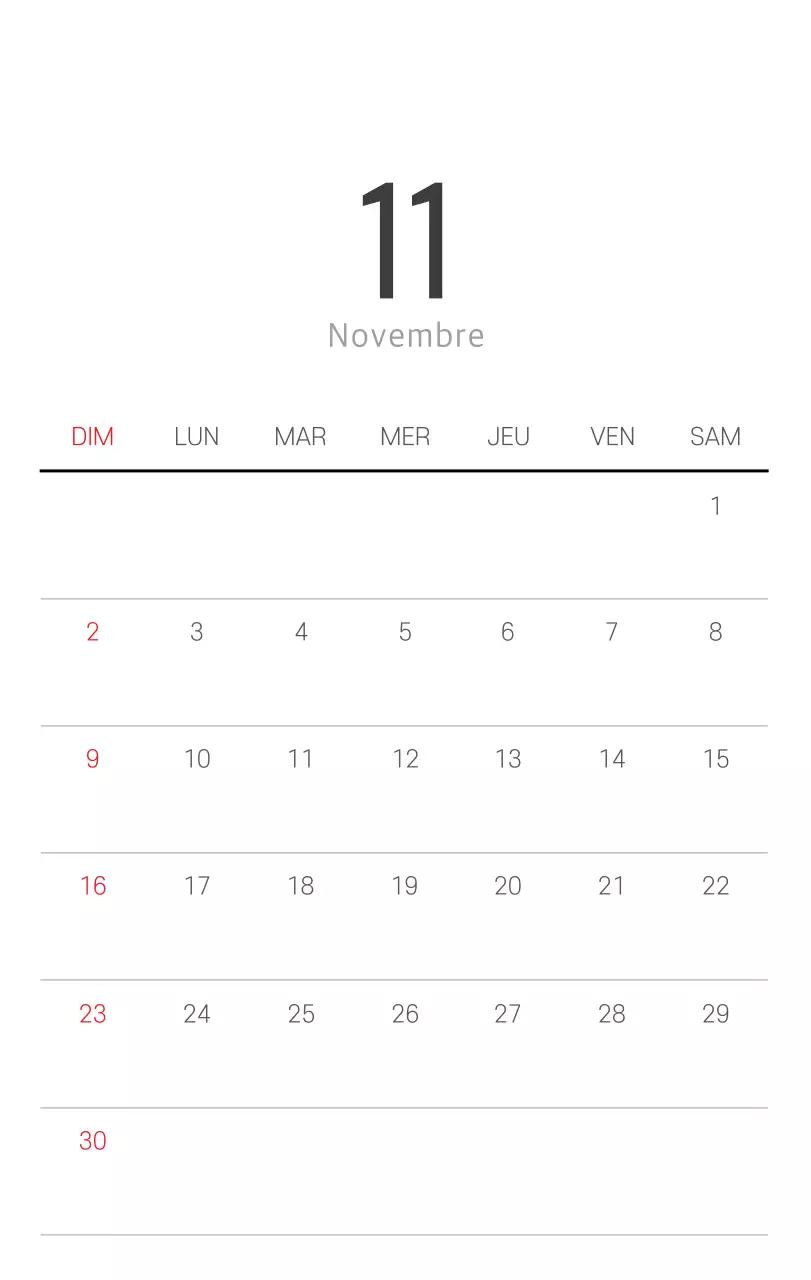 Calendrier botanique blanc et propre