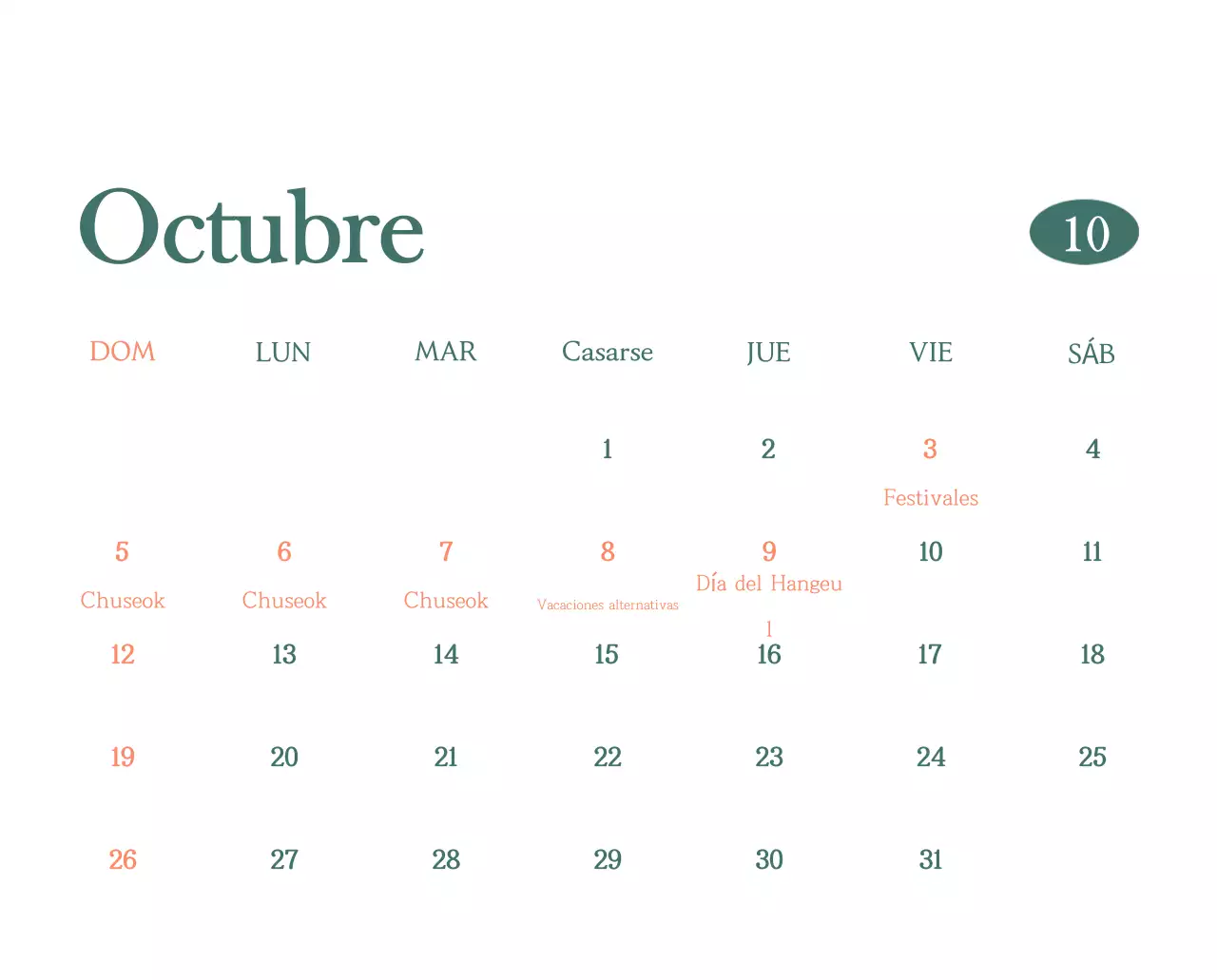 Un moderno calendario de cafeterías con recomendaciones para la bebida del mes