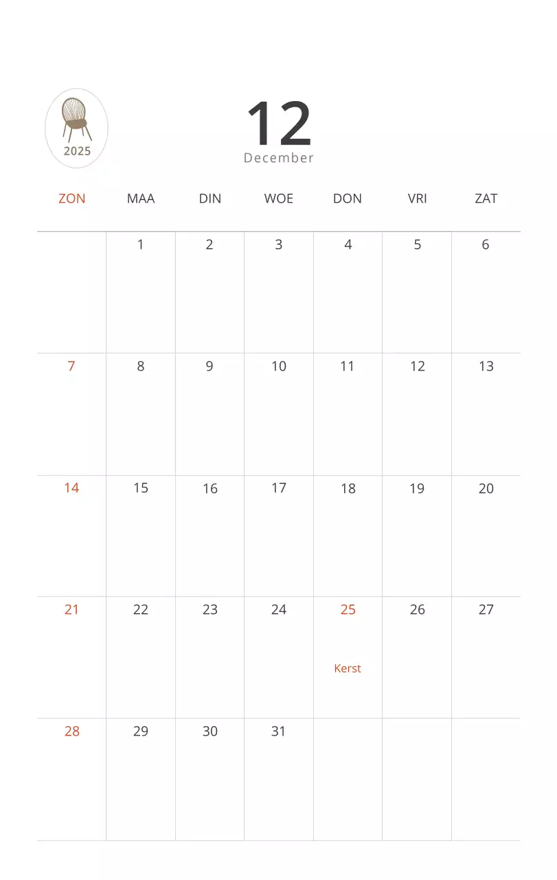 Beige minimalistische interieurkalender