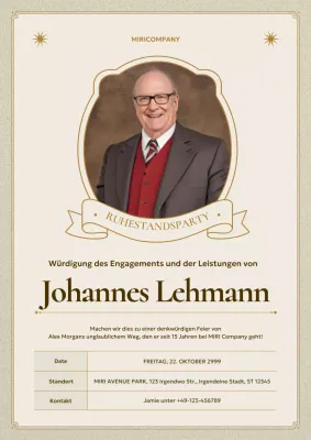 beige klassisch Einladung zum Ruhestand