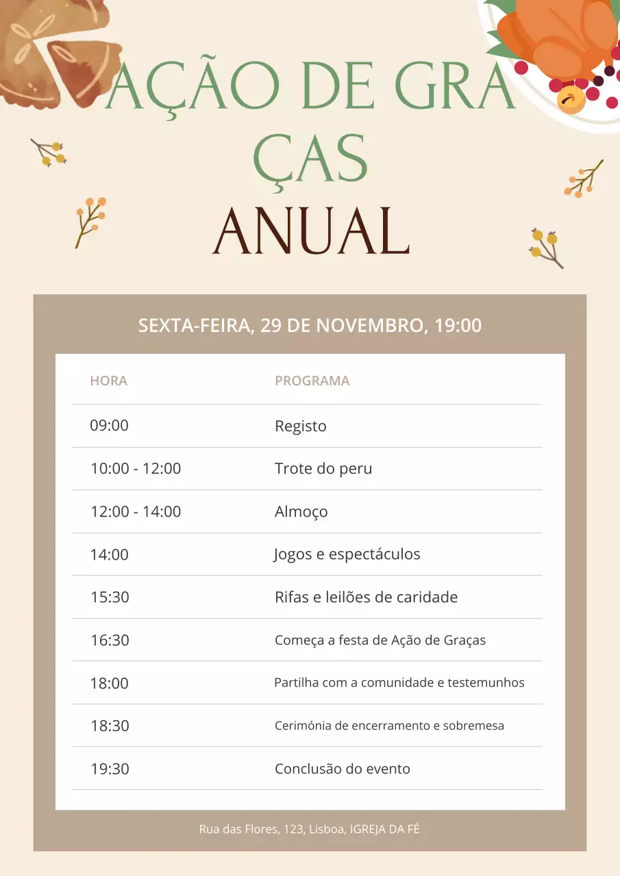 evento tradicional de ação de graças bege