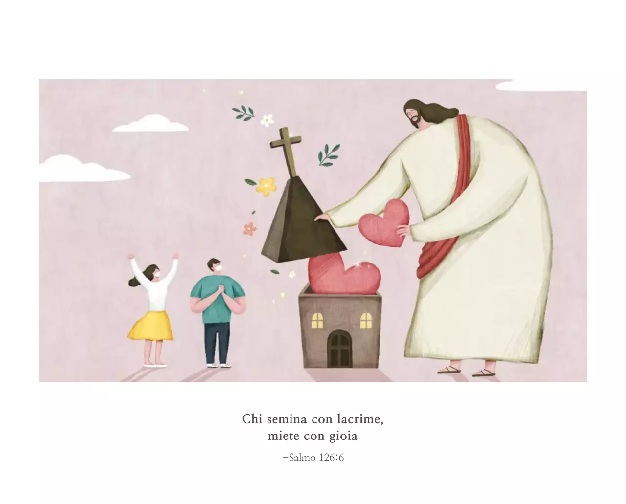 Chiesa illustrazione pulita pastello